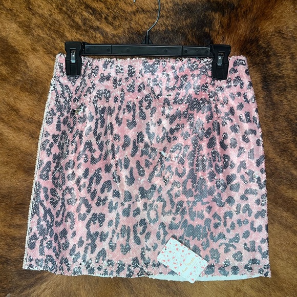 Free People Pink Cheetah sequins skirt😍 NWT - Picture 7 of 7